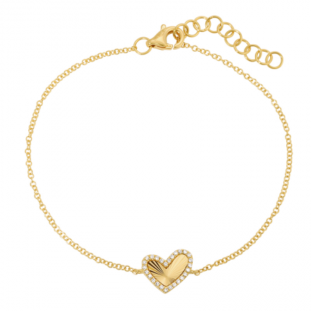 Fluted Gold Heart Bracelet
