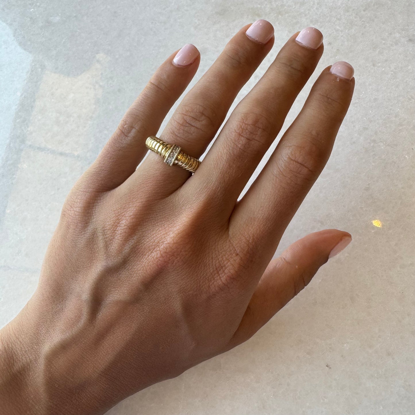 Flex Ribbed Gold & Diamond Ring