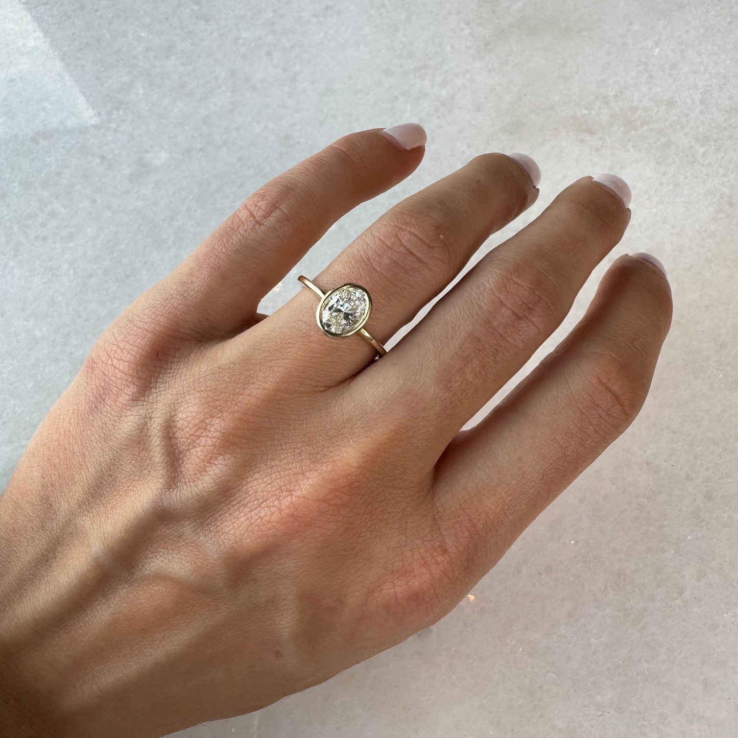 Lab Grown Oval in Bezel Engagement Ring