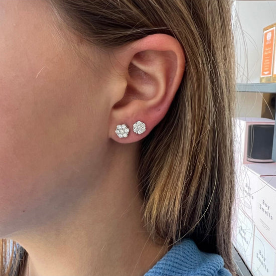 Cluster Diamond Round Earrings