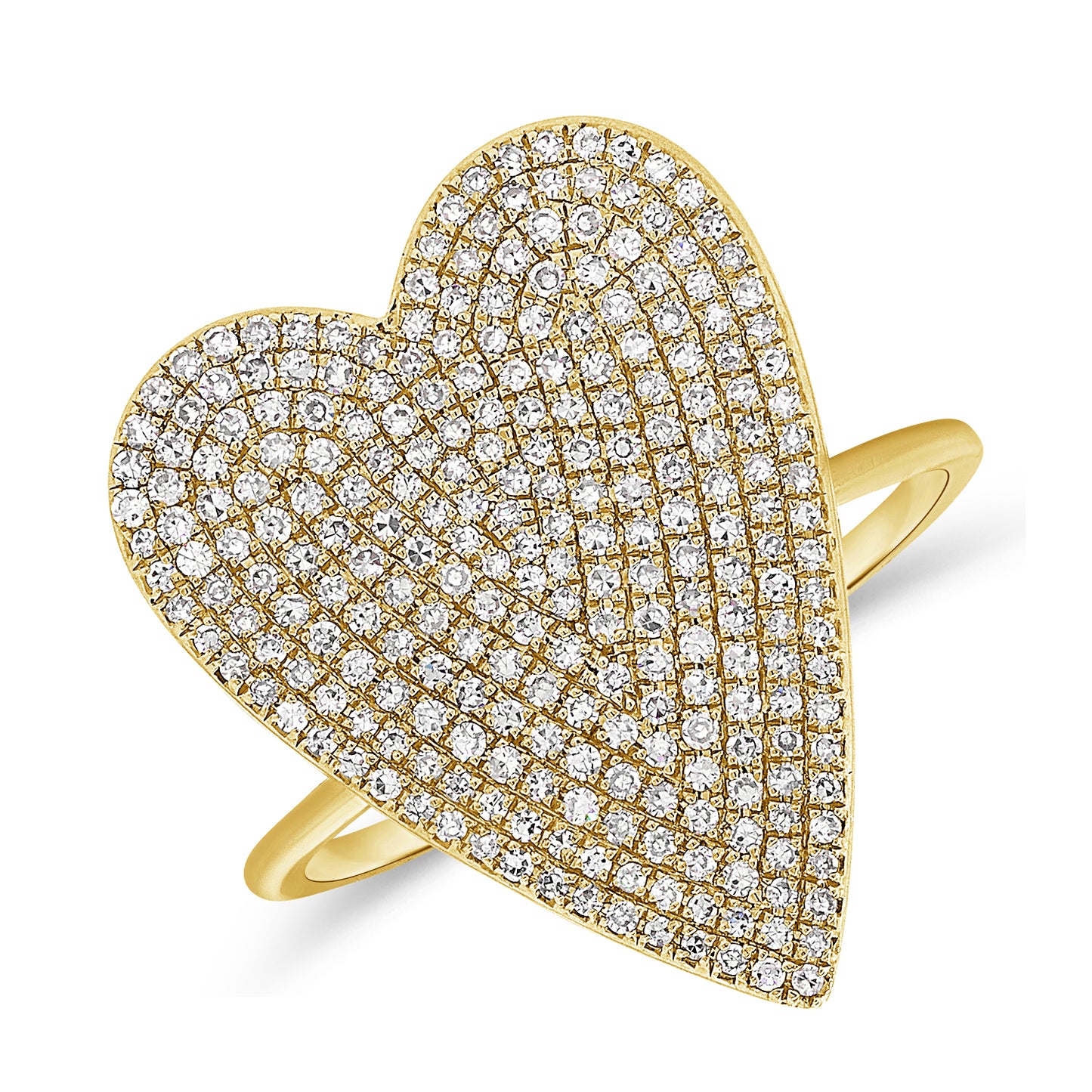 Large Pave Diamond Heart Ring