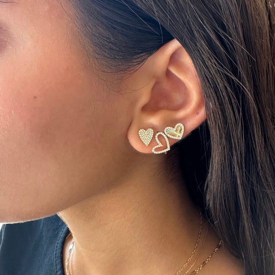 Pave Diamond Heart Huggie Earrings