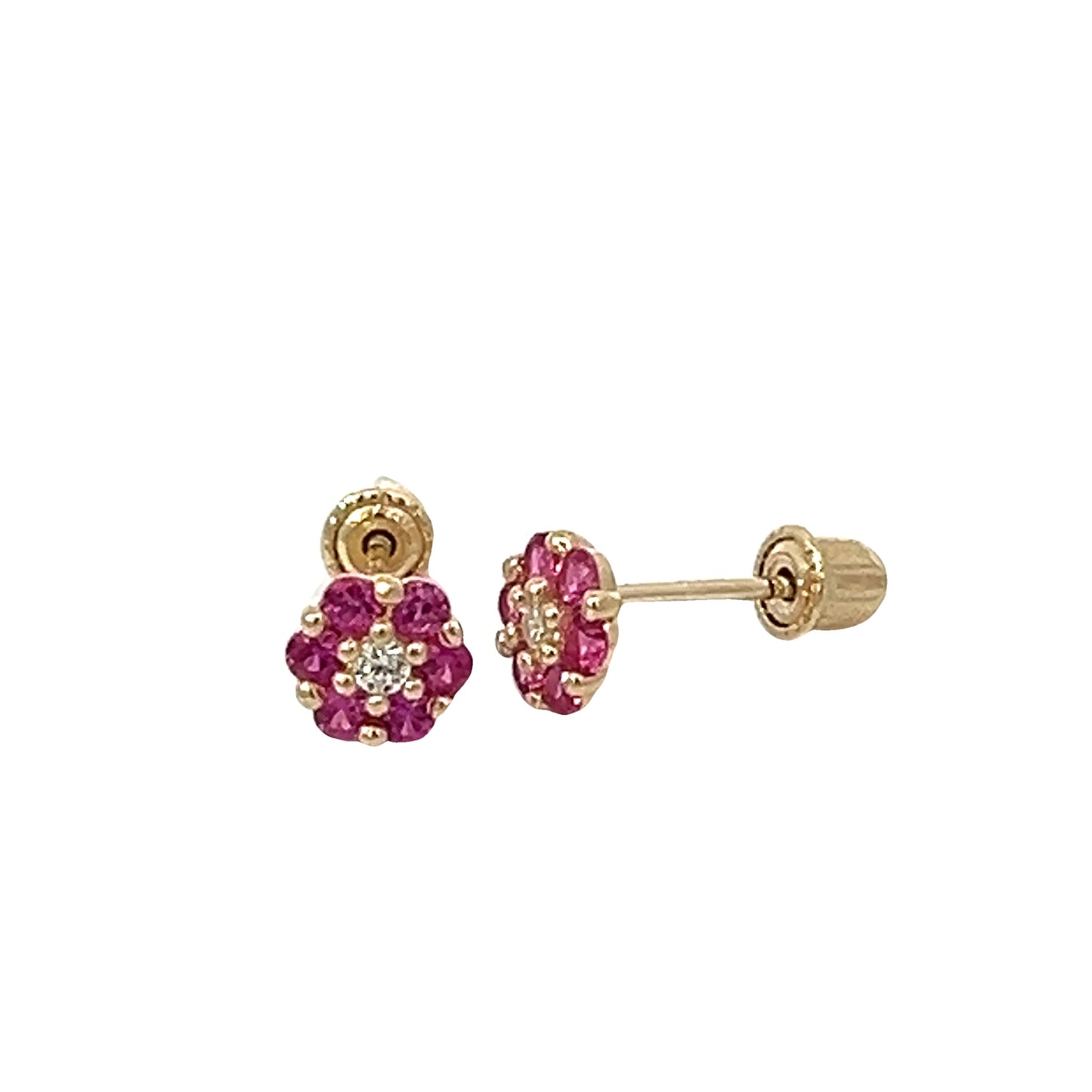 Flower crystal & 14k gold screwback earrings.