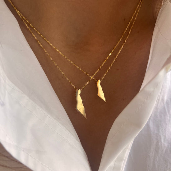 Gold Map Of Israel Necklace