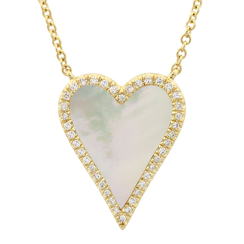 Medium Elongated Heart Colored Stone & Diamond Halo Necklace
