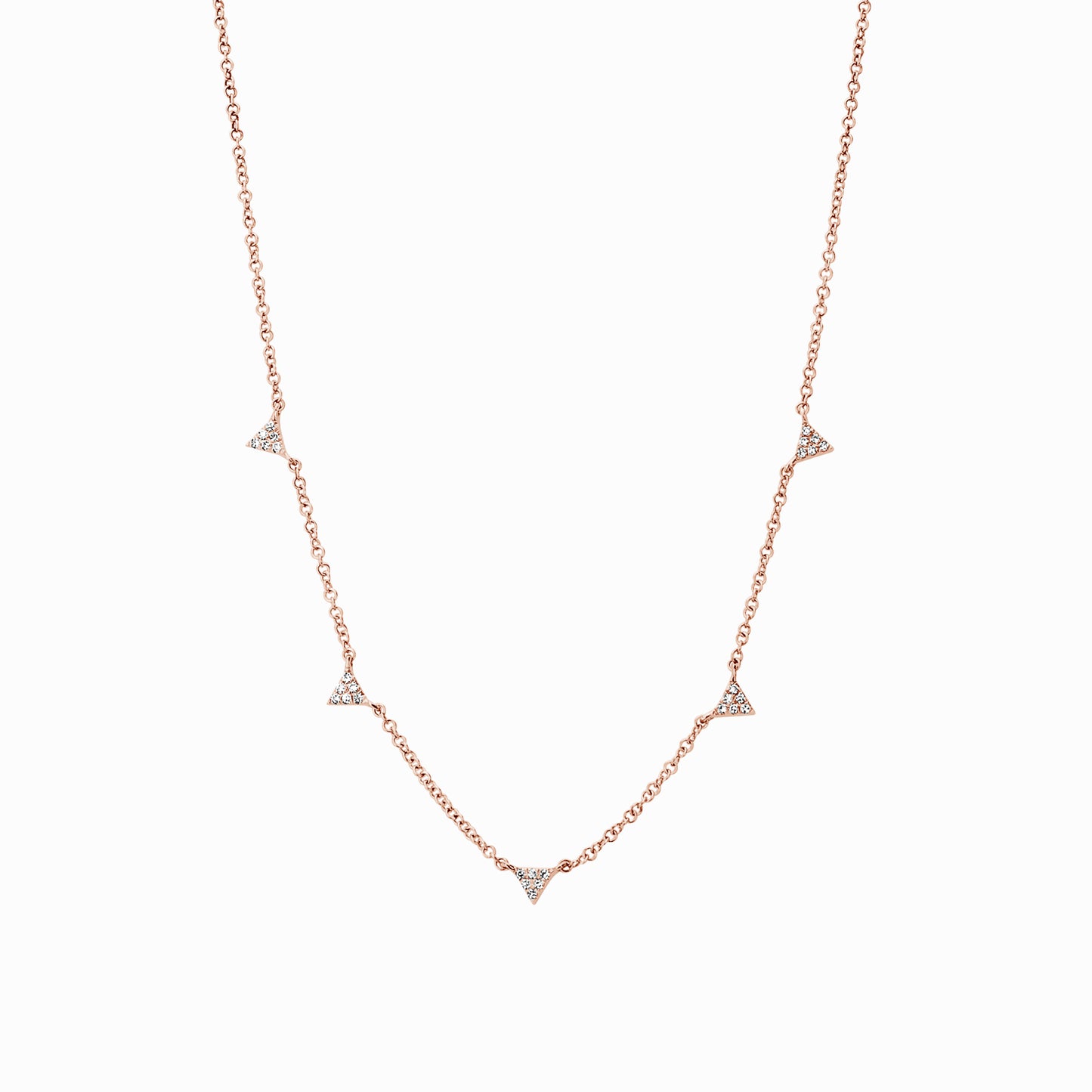 5 Station Diamond Triangle Chain Necklace