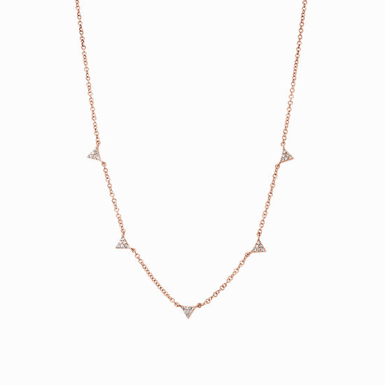 5 Station Diamond Triangle Chain Necklace