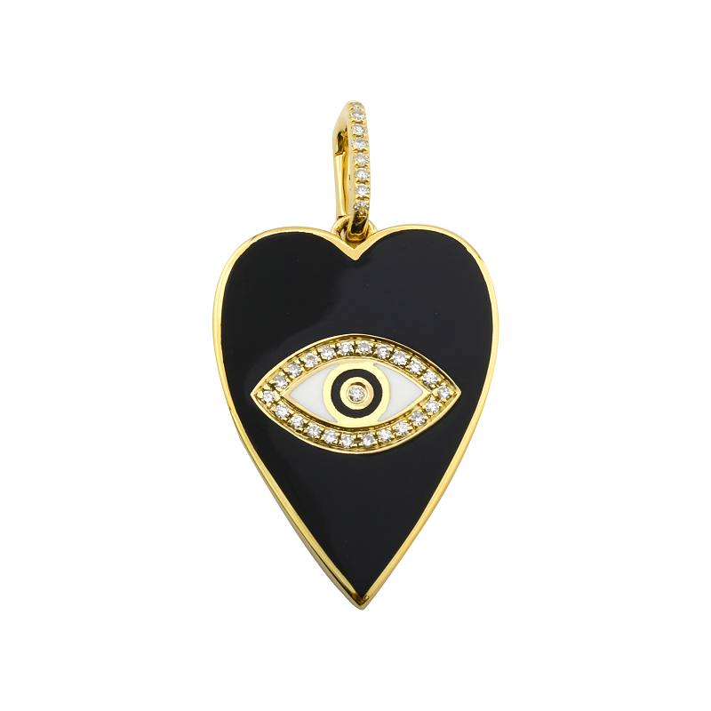 Diamond Eye on Elongated Enamel Heart Charm
