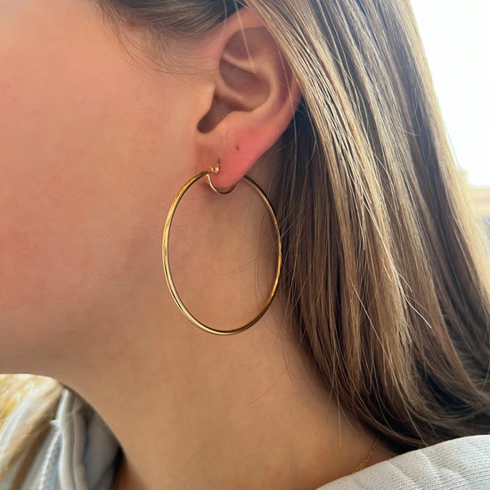 2 mm x 52 mm Gold Hoops