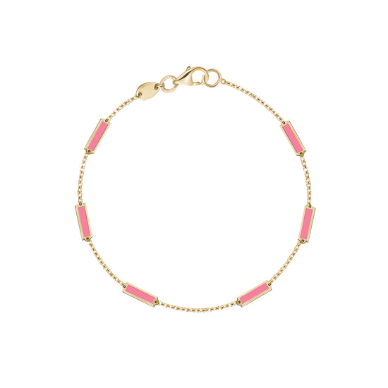 Colored Stone Bar & Chain Bracelet