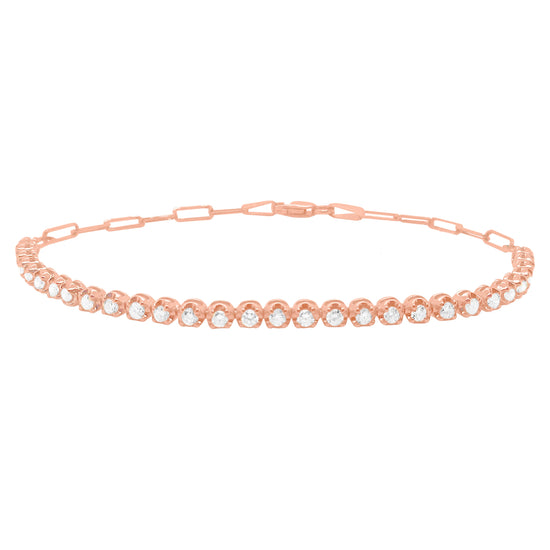 Buttercup Diamond Tennis Bracelet on Paperclip Chain
