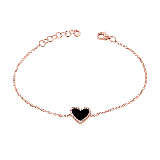Color & Diamond Halo Heart Chain Bracelet