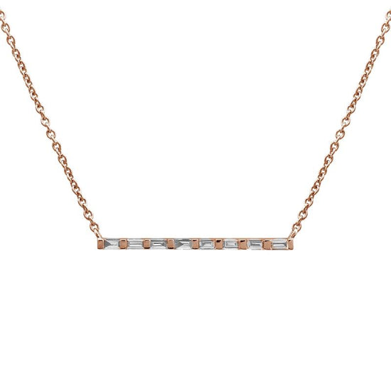 8 Baguette Diamond Bar Necklace
