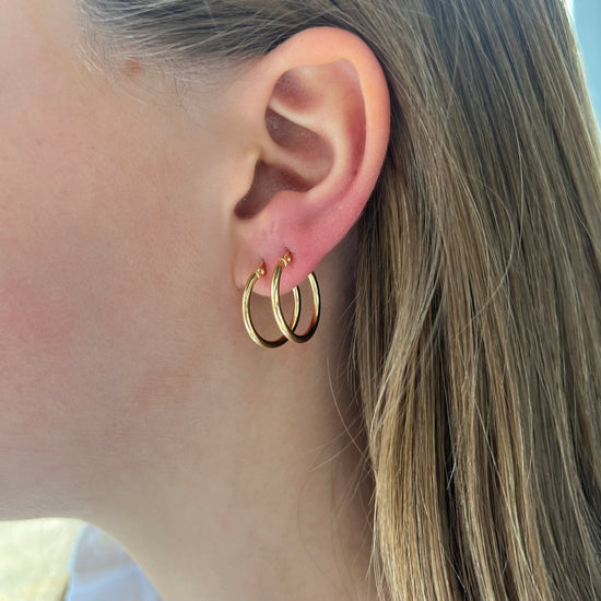 1.75 mm x 19.5 mm Gold Hoops