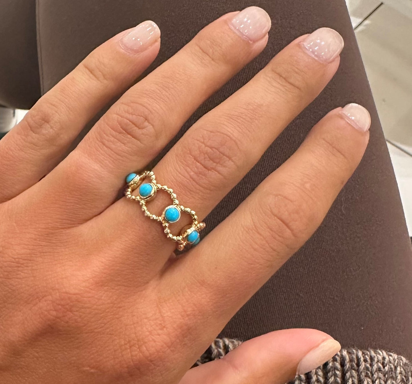 Turquoise Oval Honeycomb Ring