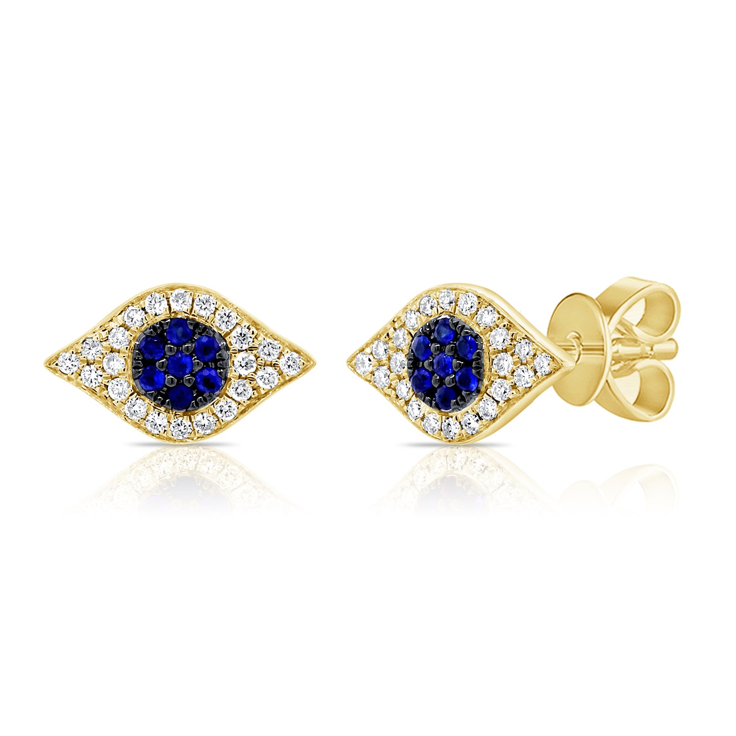 Diamond & Sapphire Bezel Set Eye Earrings
