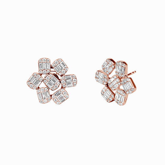 7 Emerald Shaped Diamond Cluster Earrings