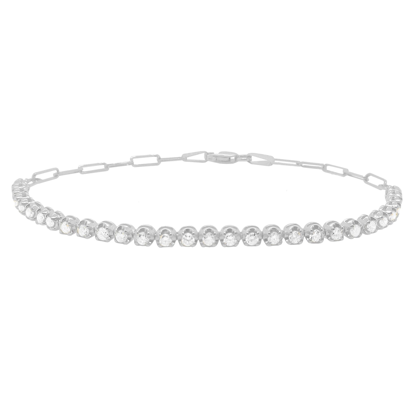 Buttercup Diamond Tennis Bracelet on Paperclip Chain