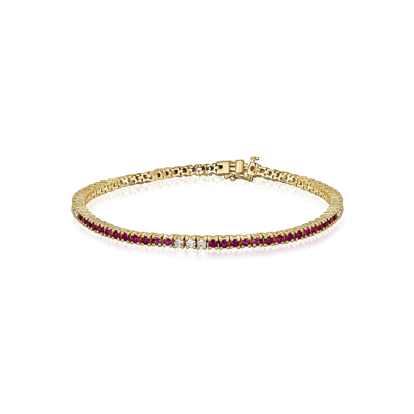 Ruby, Pink Sapphire & Diamond Tennis Bracelet