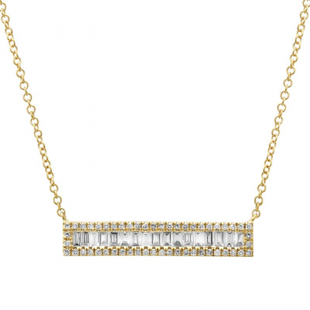 Diamond Bar Baguette Necklace