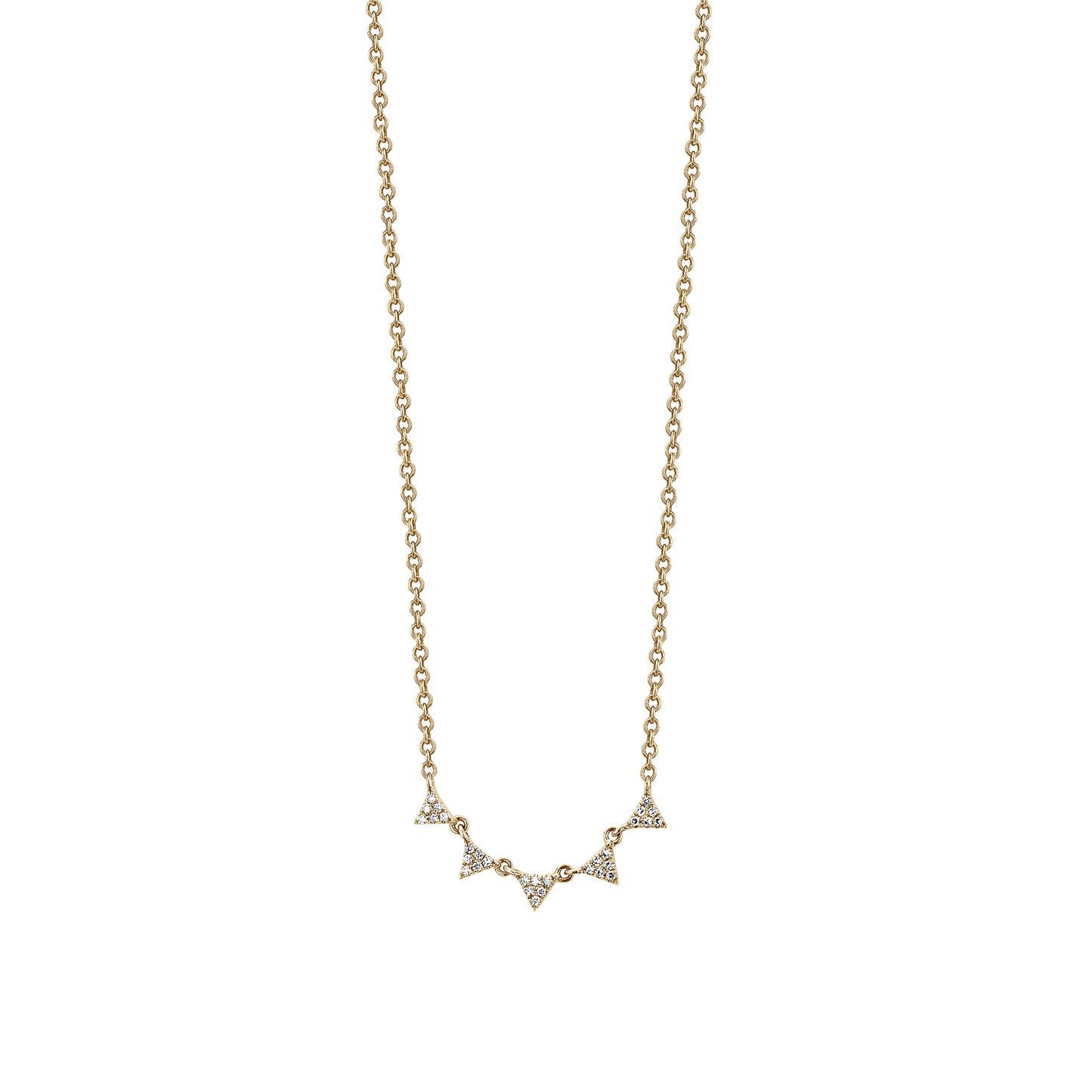 5 Diamond Pave Triangle Chain Necklace