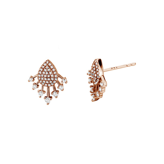 Pave Pear & 7 Diamond Stud Earrings