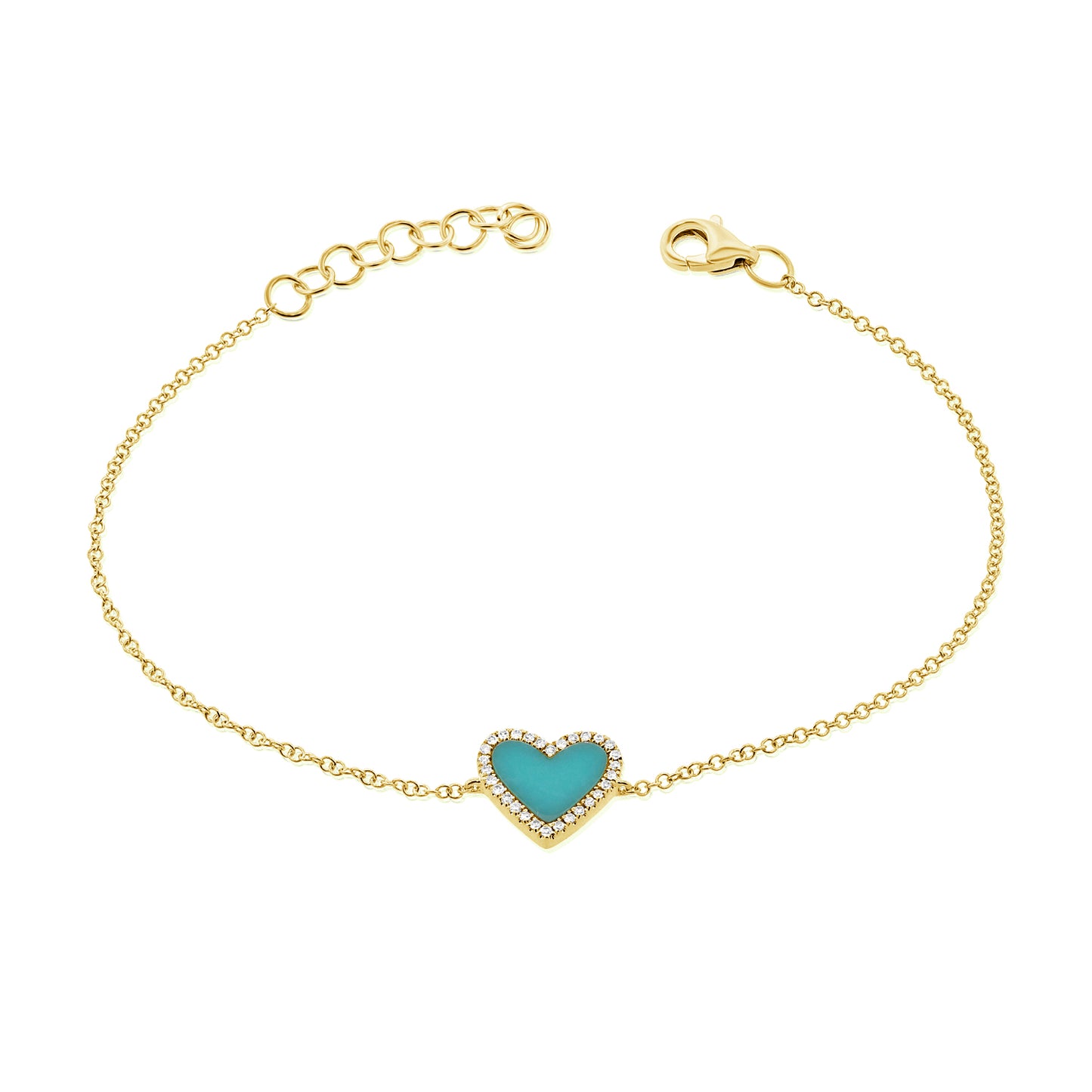 Color & Diamond Halo Heart Chain Bracelet