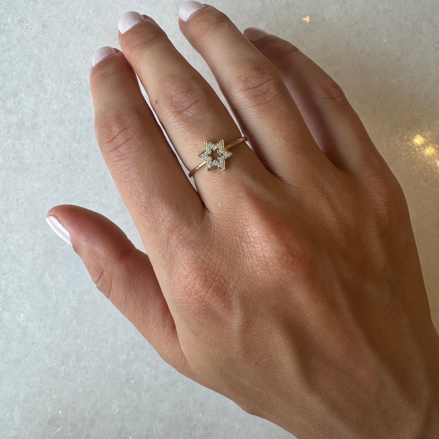 Mini Diamond Magen David Ring