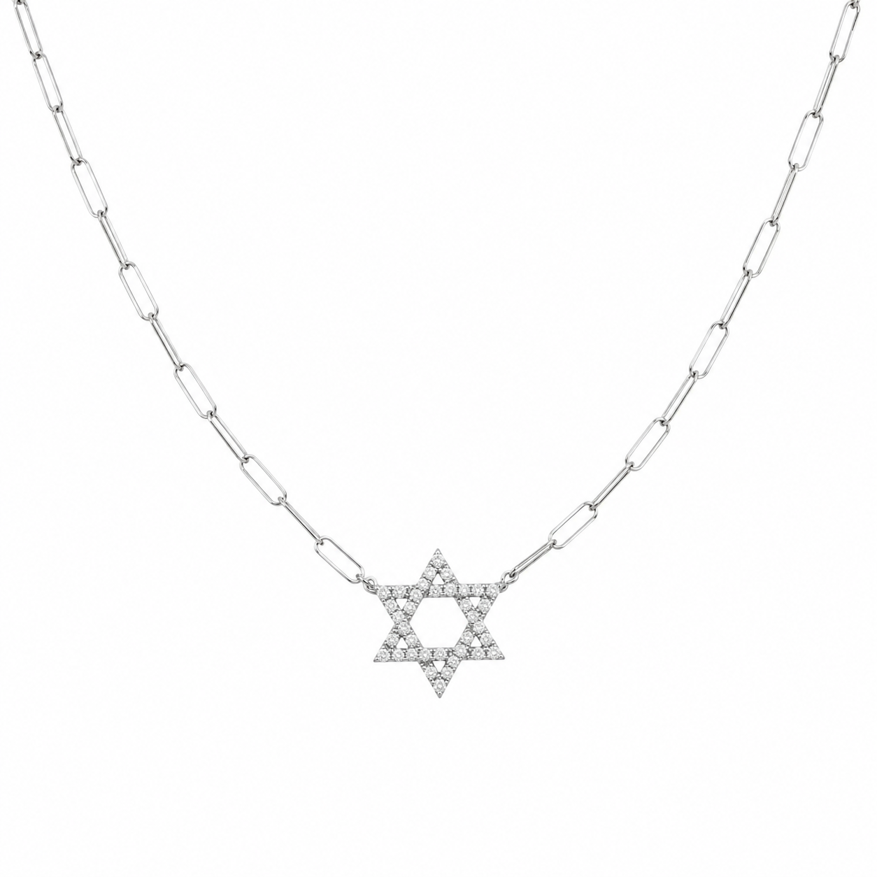 VBJ Large Diamond Magen David On Baby Rectangle Necklace