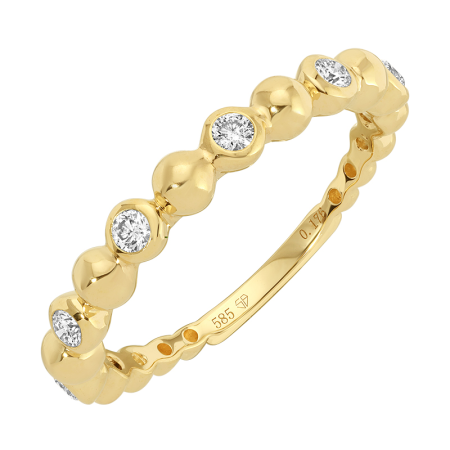 Gold Ball & Bezel Diamond Ring