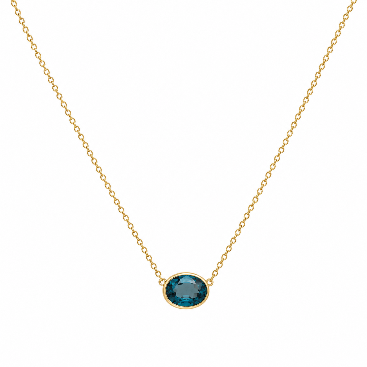 Semi Precious Stone on Cable Chain Necklace