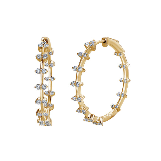 Gold Hoops with Scattered Diamonds