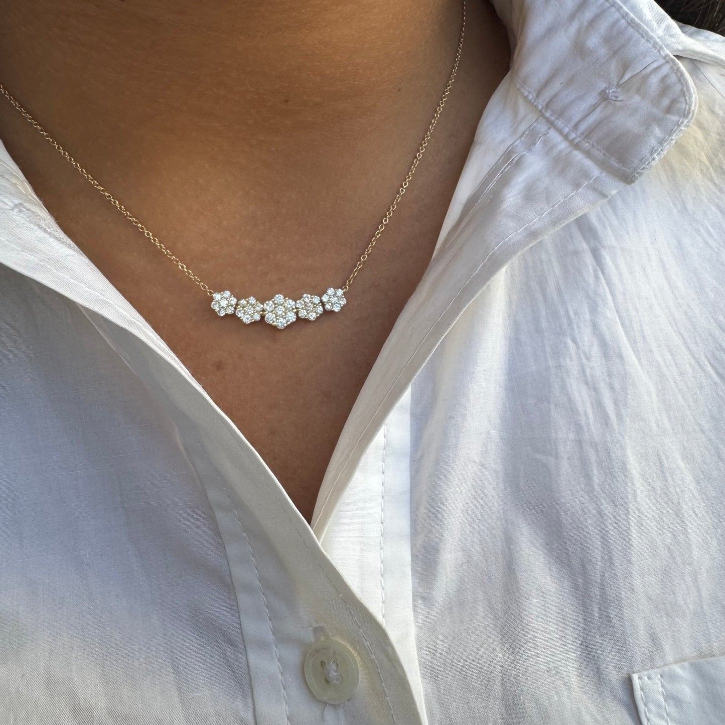 5 Graduated Diamond Disc Necklace