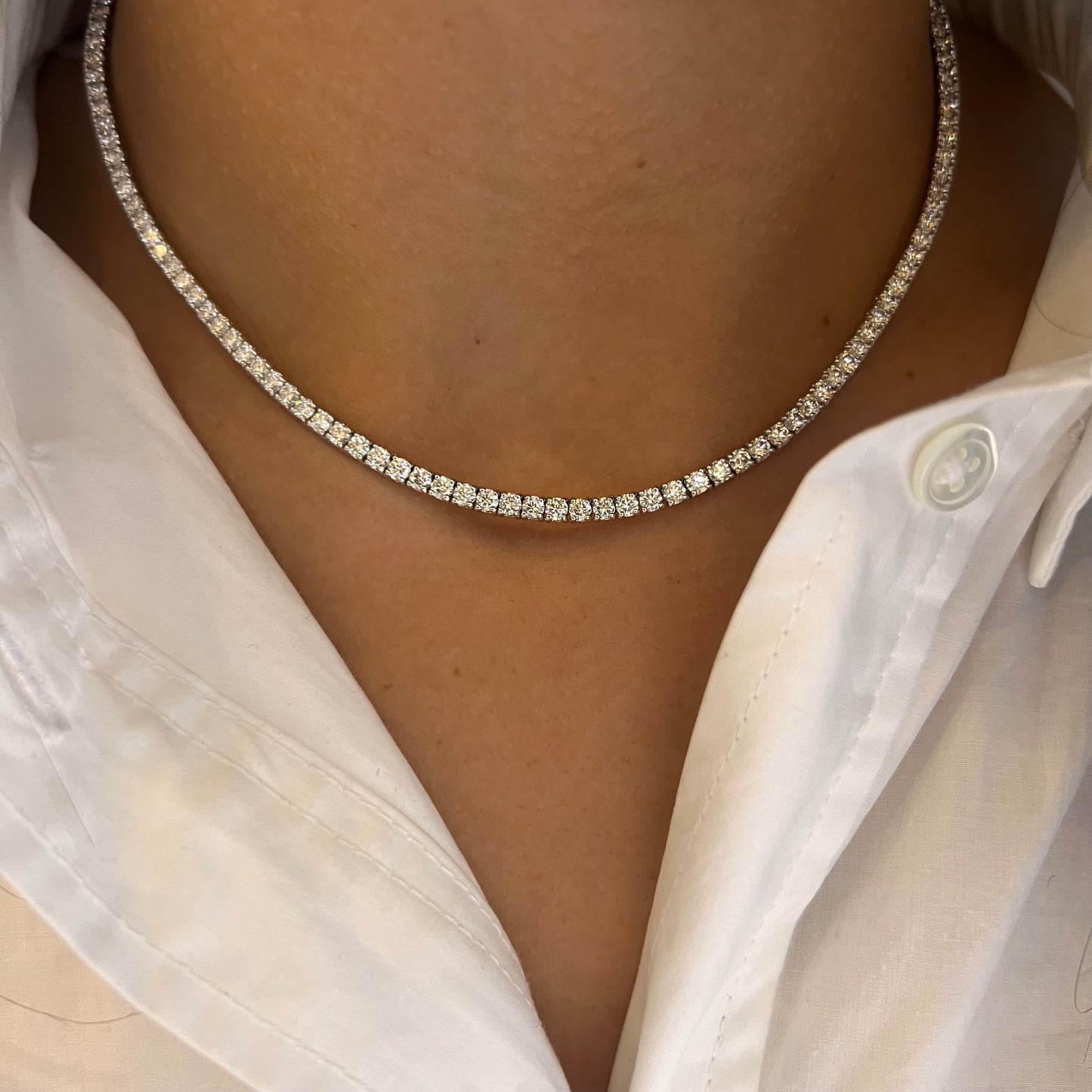 Lab Grown Four Prong Diamond Tennis Necklace – Velvet Box Jewels