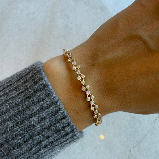 Double Row Round Bezel Diamond Bangle