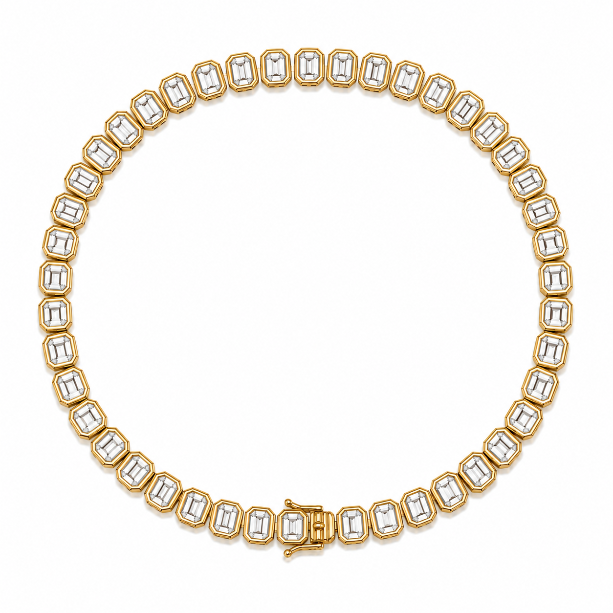 Lab Emerald Bezel Tennis Necklace