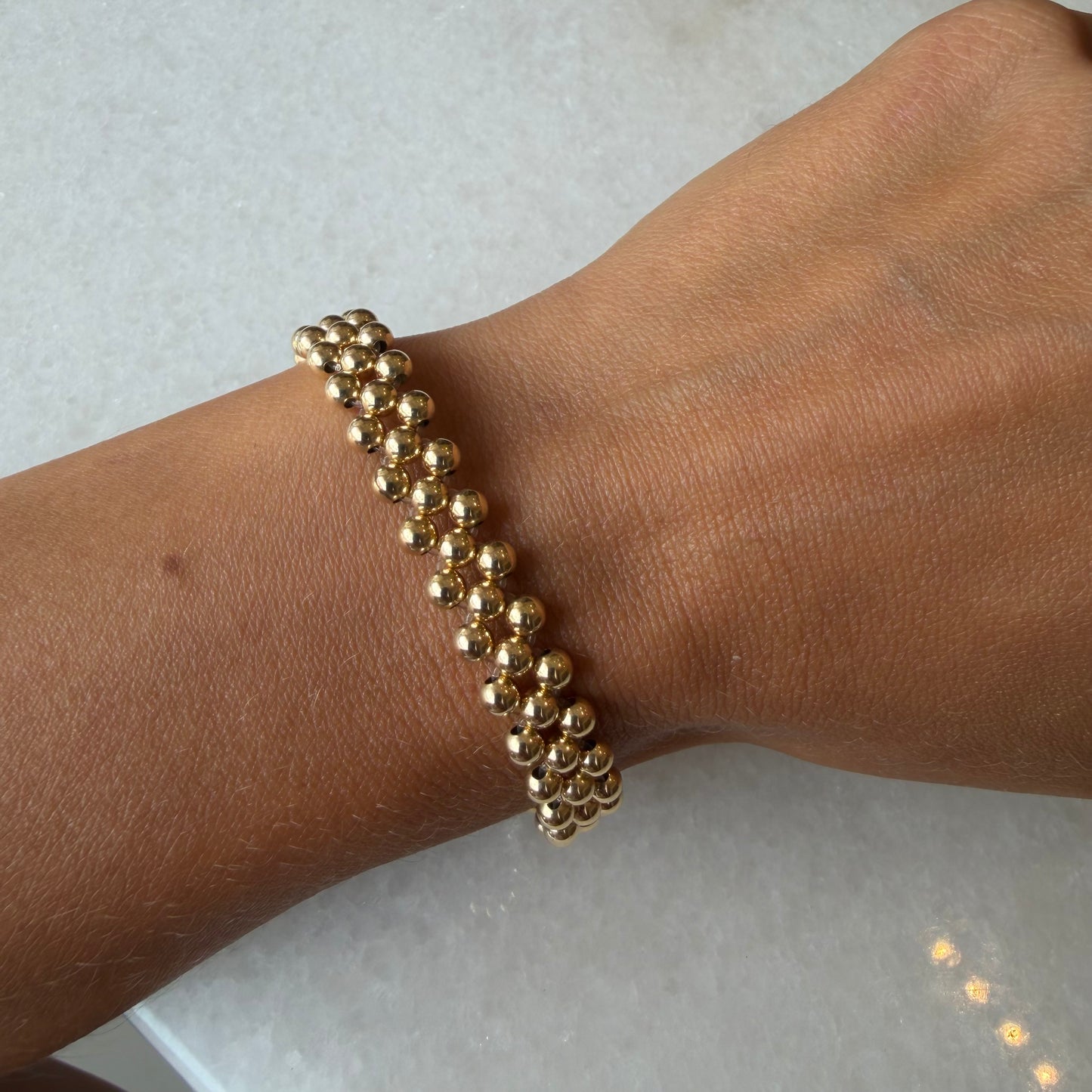 4 MM Stretch 3 Row Bead Ball Bracelet