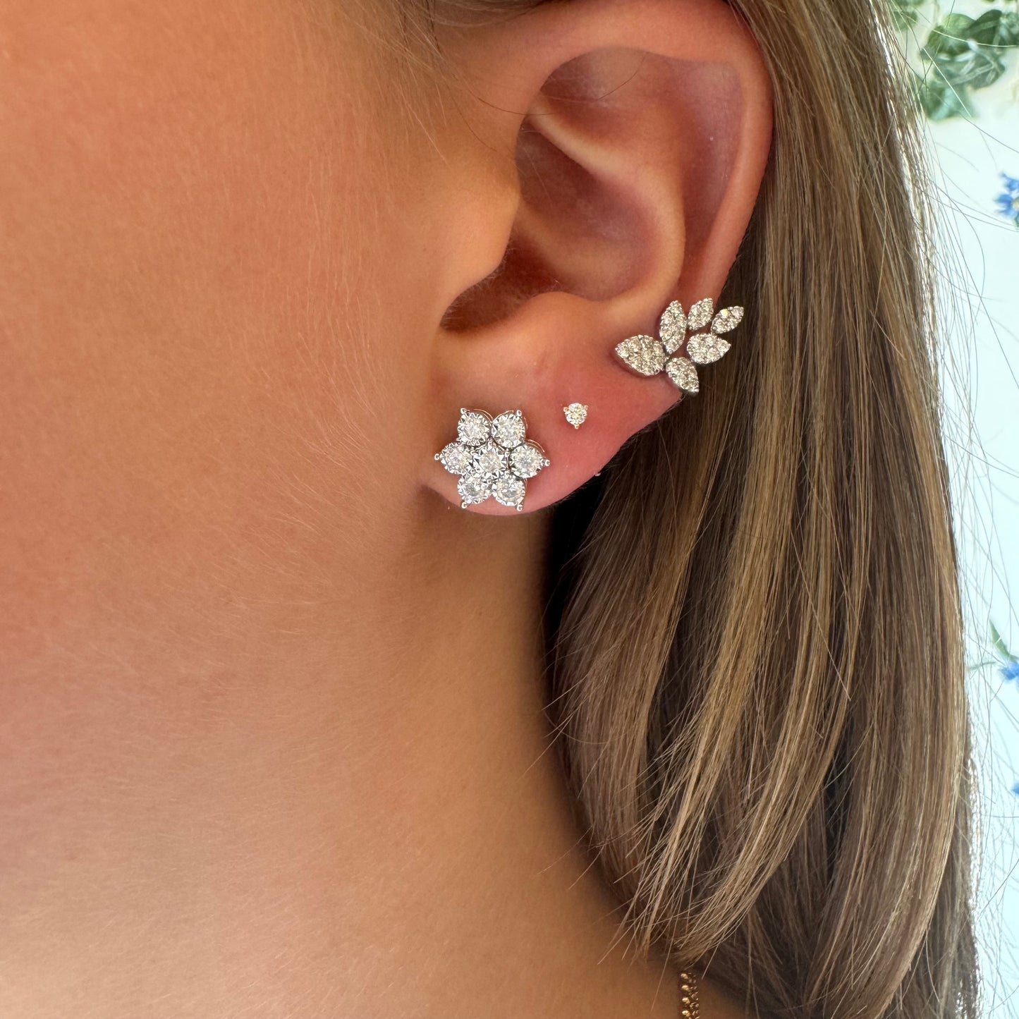 6 Graduated Pear Diamond Cluster Earrings