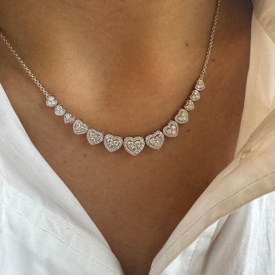 13 Graduated Diamond Heart Necklace