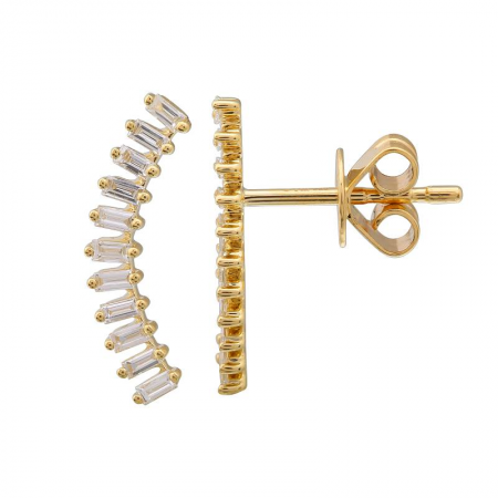 Curved Baguette Diamond Crawler Earrings