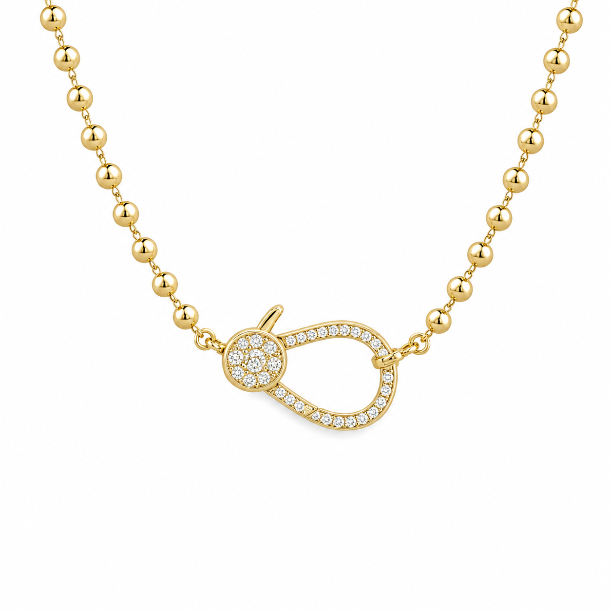 5 MM Ball Chain Necklace With Oversized Diamond Clasp
