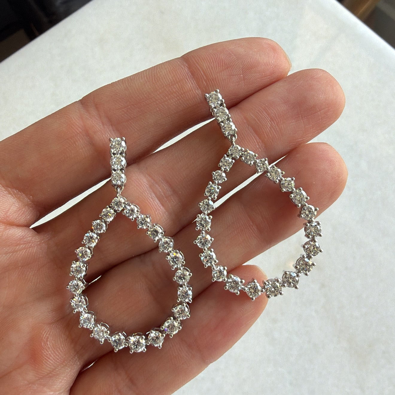 Lab Grown Diamond Hanging Hoop Earrings