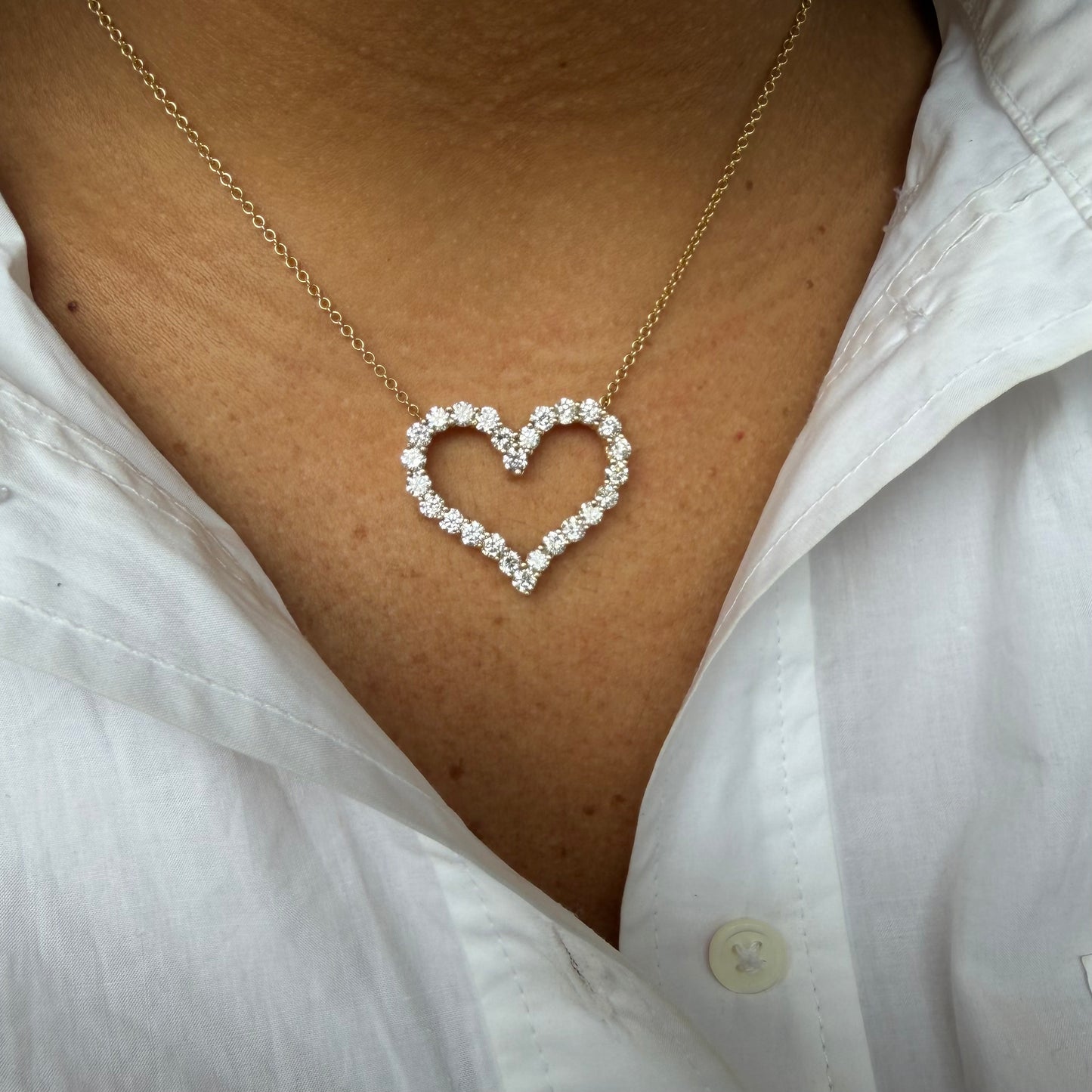 Lab Open Heart Diamond Necklace