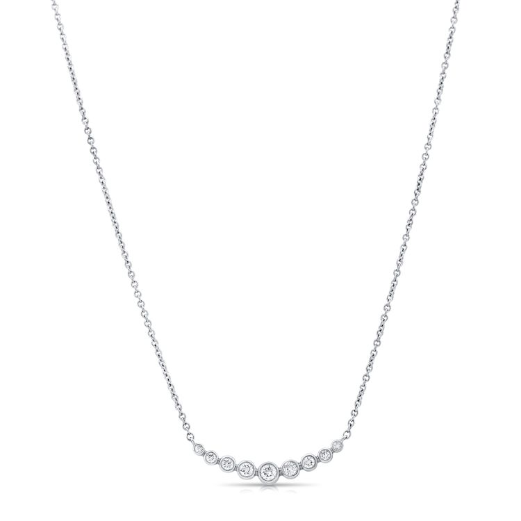 Dainty Graduated Bezel Diamond Bar on Chain Necklace