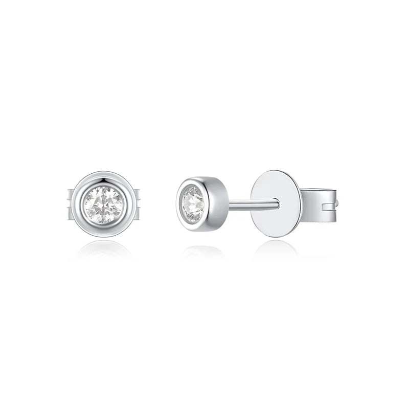 White Sapphire Bezel Stud