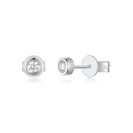 White Sapphire Bezel Stud