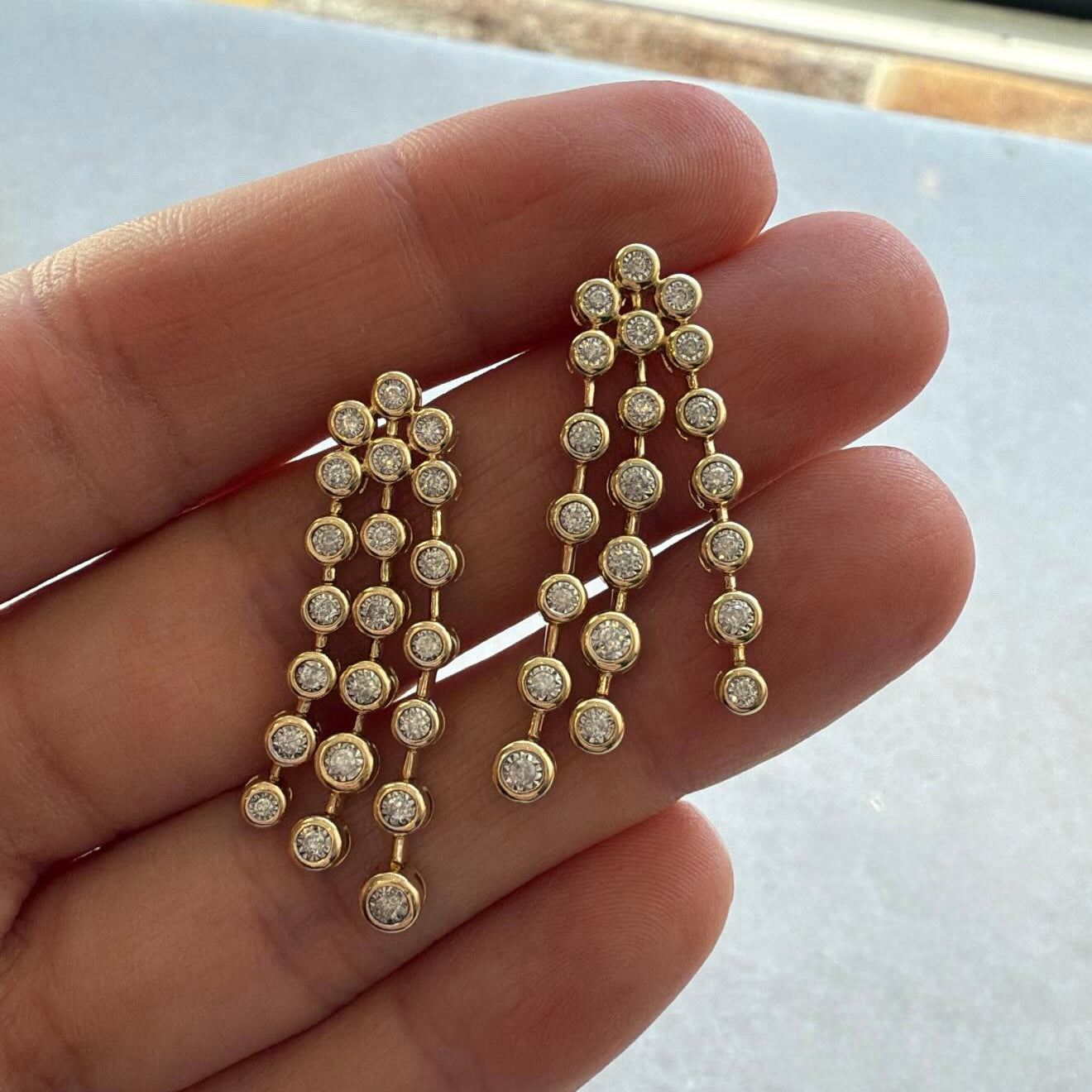 Hanging Bezel Diamond Earrings