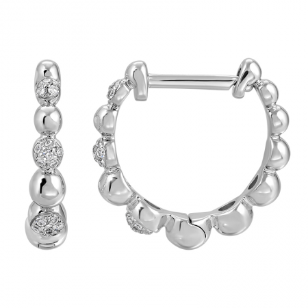 Gold & Diamond Ball Huggie Earrings