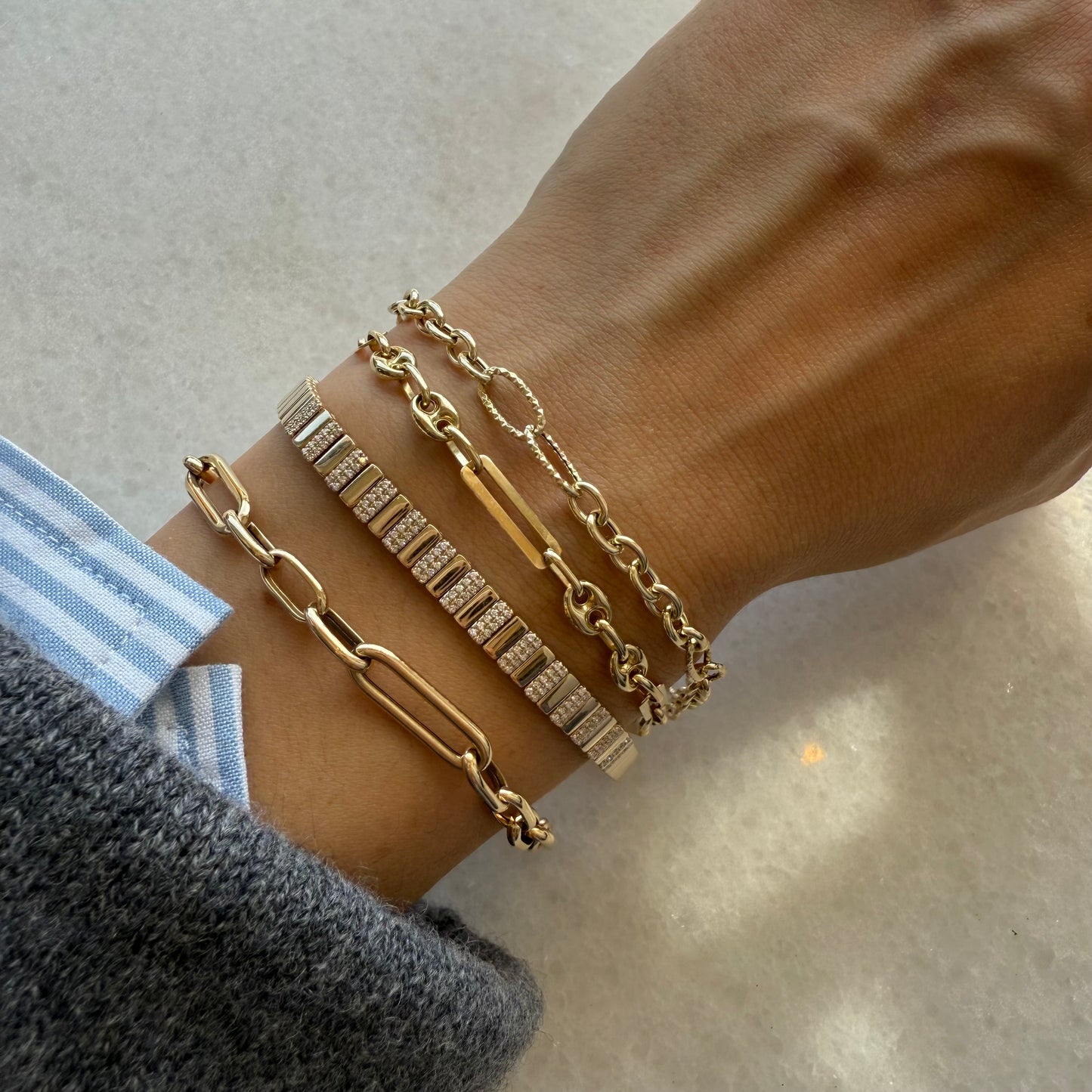 Textured Mixed Link Bracelet