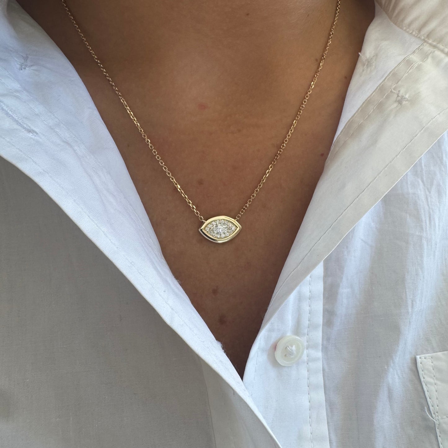 Cluster Marquise Diamond in Bezel Necklace